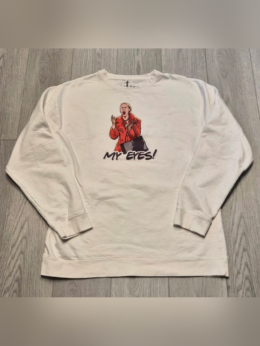 FRIENDS White Crewneck Sweatshirt with Red Graphic - "MY EYES!"